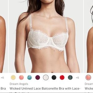 Victorias Secret Unlined Lace Balconette Bra with White Lace 34B